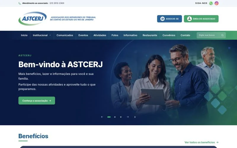 Página inicial da ASTCERJ