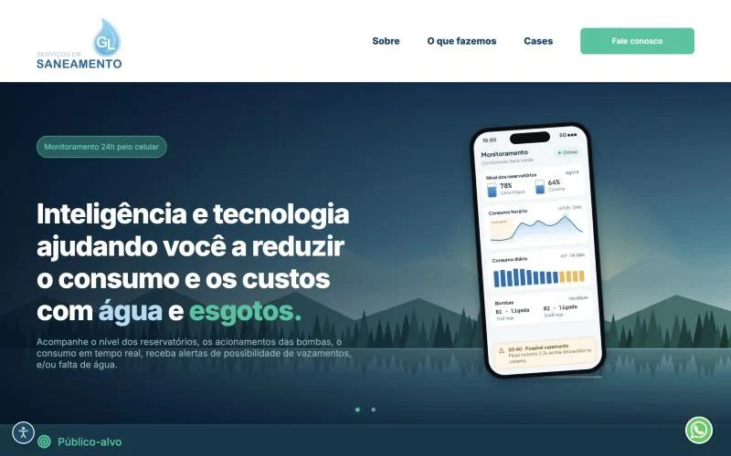 Página inicial com monitoramento pelo celular