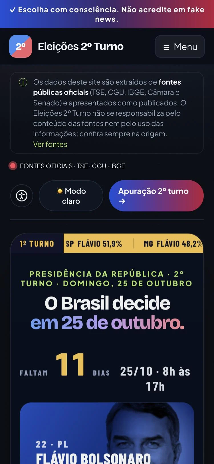 Portal Eleições 2º Turno no celular
