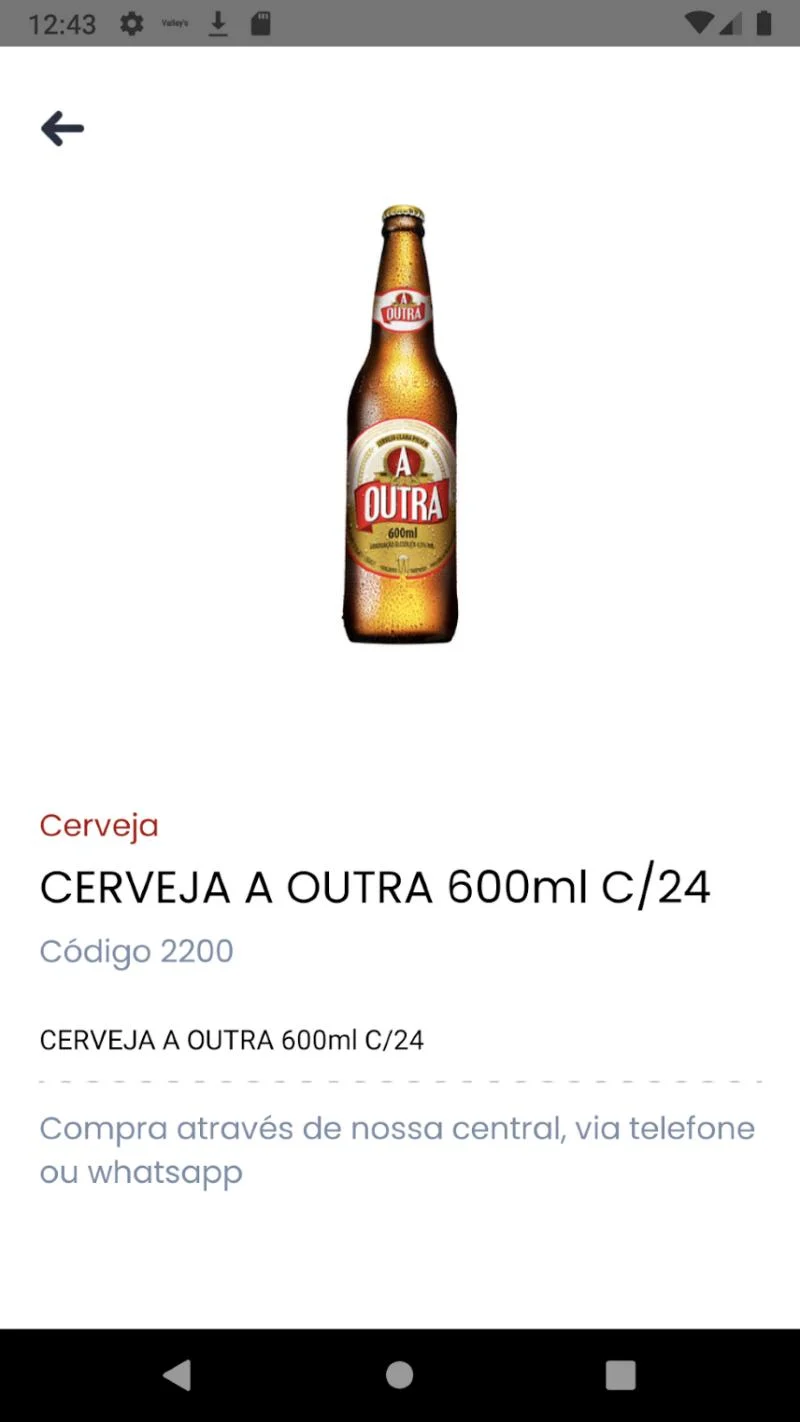 Página do produto com código e descrição