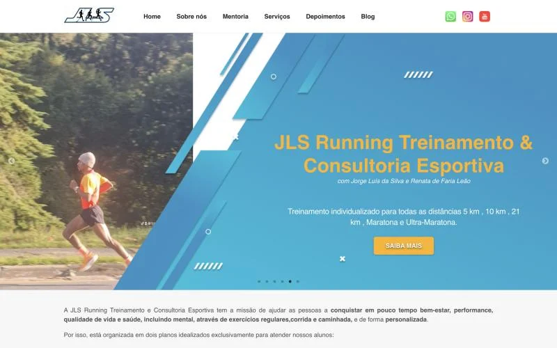 Página inicial da JLS Running