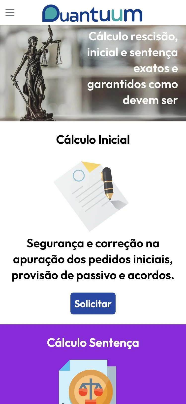 Site da Quantuum no celular