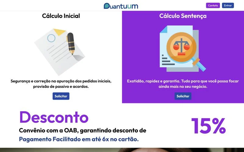Serviços de cálculo inicial e de sentença e desconto OAB