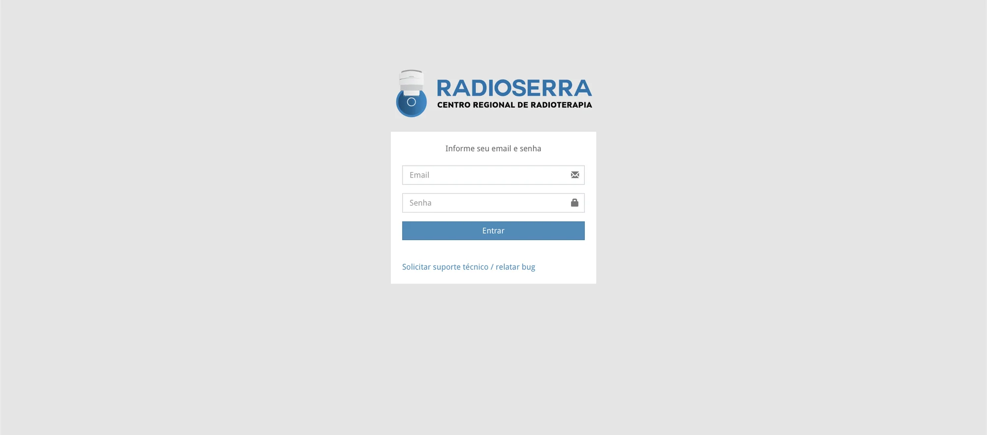 Tela de acesso ao sistema da Radio Serra