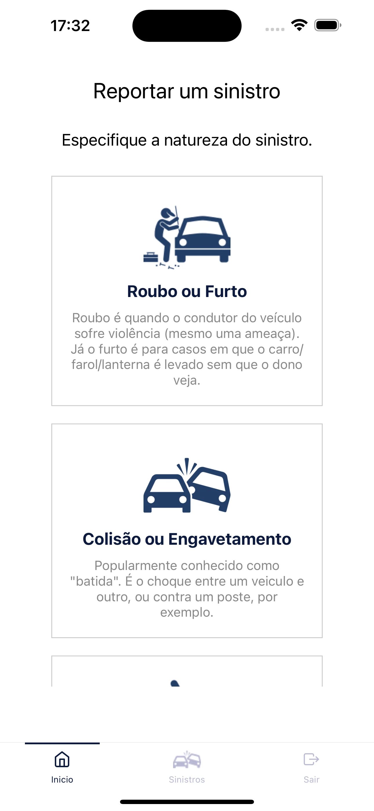 Escolha da natureza do sinistro: roubo ou furto e colisão